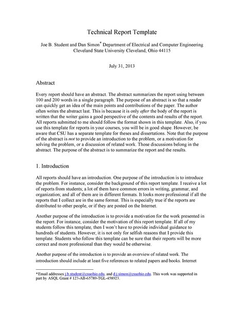 abstract example for technical report